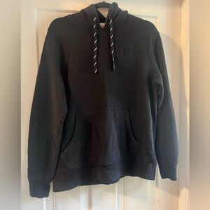 Black K Swiss Hoodie with Striped Drawstrings